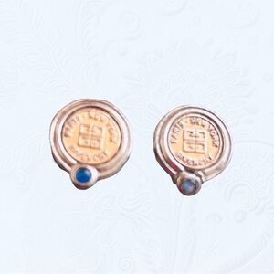 GIVENCHY  Paris New York Vintage 80s Coin Medallion earrings